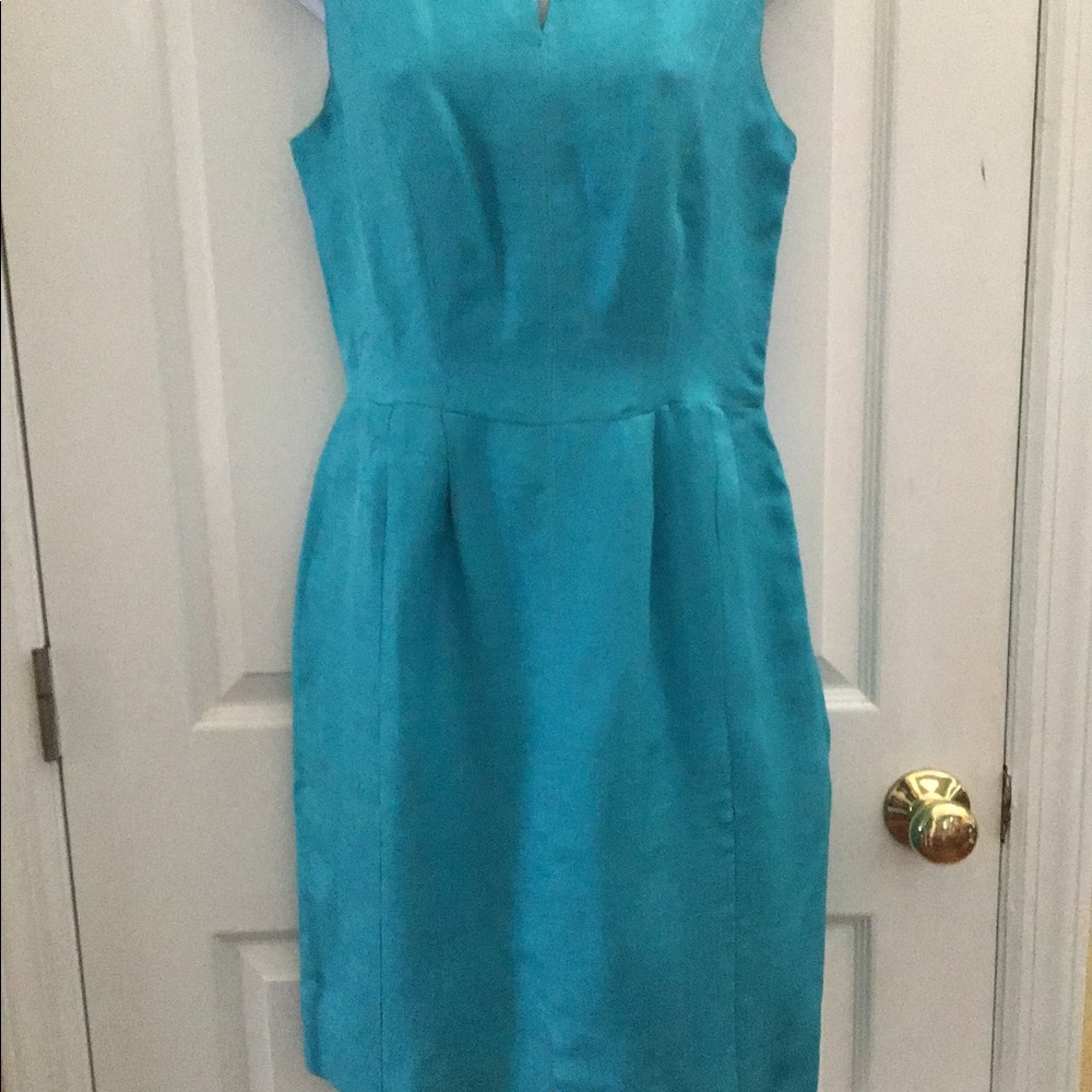 Chic Piazza Sempione Aqua Linen Dress sz 42